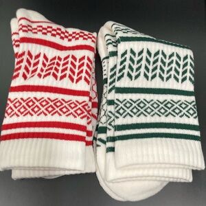 Festive Red and Green Patterned Socks